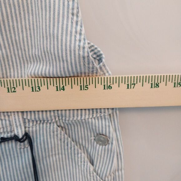 Wallflower Tomboy Fit Utility Shortalls Sz L Denim Pinstripes Cutoffs Romper - Picture 4 of 12